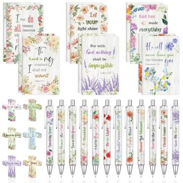 Imagem de 36 Pcs Christian Bulk Gifts for Women Include 12 Mini Bible Verse Notepads, 12 Scripture Ballpoint Pens & 12 Magnetic Cross Bookmarks, Cute Religious Notebooks Gifts Prizes Party Favors, 3.5"x5.5"