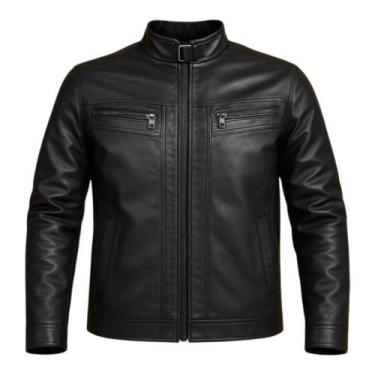 Imagem de Jaqueta De Couro Masculina Slim Forrada - VMONG, Preto, M
