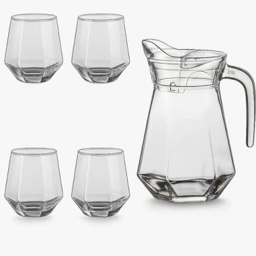 Imagem de Conjunto Jarra 1000ml Copos 260ml Design Elegante Bico Antiderrame Ser