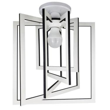 Imagem de Luminária Plafon E27 Led Design Moderno Madeira Mdf Quadrado - Caroá