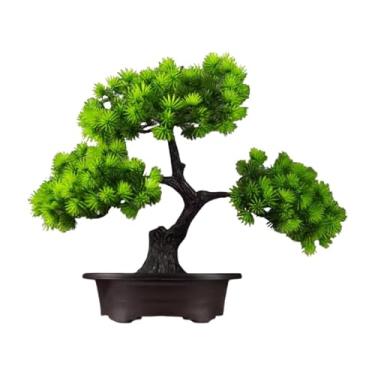 Imagem de Kuntesetty Árvore de bonsai artificial, pequenas plantas, decoração em vaso, planta verde, bonsai, plantador para quarto, sala de estar, prateleira, mesa, Pinheiro Duplo