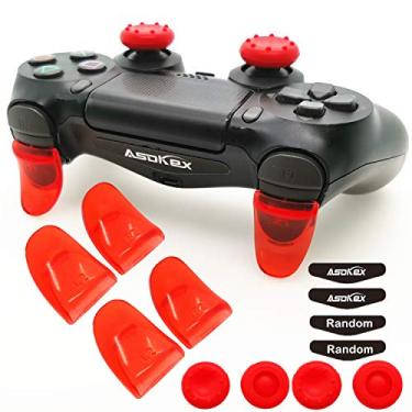 Imagem de Extensores de gatilho L2 R2 Ps4 (2 pares de gatilhos L2 R2, 4 tampas de joystick, 2 pares de adesivos de barra de luz de LED) para controle Ps4 (vermelho)