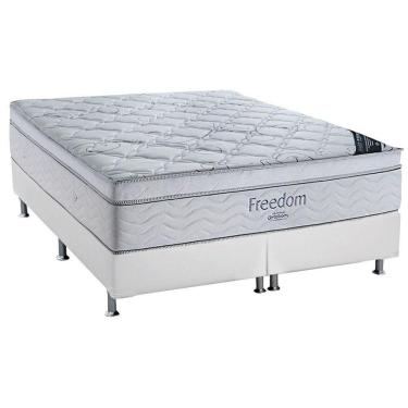 Imagem de Cama Box Queen: Colchão Molas Superpocket Ensacadas Ortobom Freedom Visco + Base Crc Courano White (158x198)
