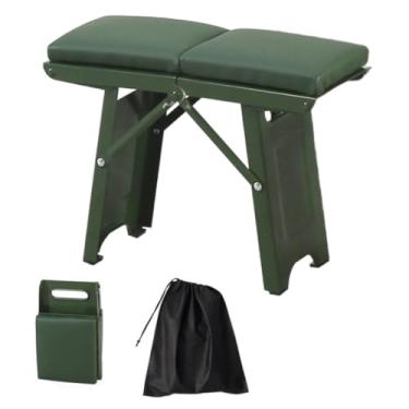 Imagem de Banqueta dobrável portátil para acampamento com assento macio, banquinho dobrável para uso interno/externo com pés antiderrapantes e bolsa de transporte, leve para churrasco e pesca (verde, 29 x 12 x