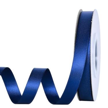 Imagem de YAMA Fita de cetim dupla face azul marinho, 1/2 polegada 25 jardas, fita marinha para embrulho de presente, laços de cabelo, decoração de festa de casamento