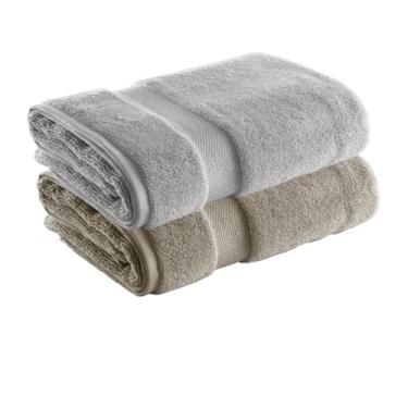 Imagem de Jogo de Toalha de Banho Super Soft Zero Twist, 2 peças, 70x140cm, Algodão, Toque Macio, 500g/m², Altihaus, Alta Absorção, Durabilidade (Taupe/Cinza)