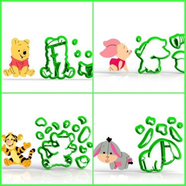 Imagem de Cortador Kit Ursinho Pooh Corpo - 4 Modelos Modulares 5 Cm