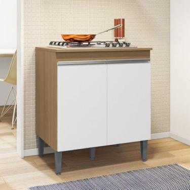 Imagem de Balcão de Cozinha Para Cooktop 79cm Andréia Amêndoa/Branco - AJL Móvei