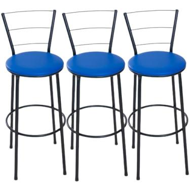 Imagem de 3 BANQUETAS ALTA 3 ARAME -Adequado para decorar o quarto e sala de estar.(AZUL)
