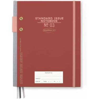 Imagem de DesignWorks Ink Caderno planejador de pau-rosa e blush número 3 com páginas pautadas, fecho elástico, suporte para caneta e 3 marcadores de fita para trabalho, escrita, diário