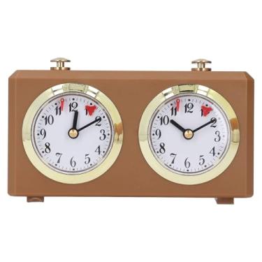 Imagem de Mechanical International Chess Timer Profissional Chess Digital Clock Nenhuma bateria necessária para o timer de jogo de xadrez portátil vintage para partida de xadrez (Bronzeado)