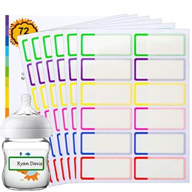Imagem de Coowayze Etiquetas De Nome Para Crianças, Material Escolar, 72 Peças, À Prova D'Água, Mamadeiras Creche, Adesivos Autolaminados, Laváveis Na Máquina Lavar Louça, Garrafas Água Plástico