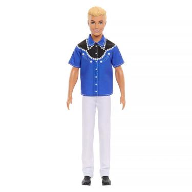 Imagem de Boneco Ken Fashionista Loiro com Camisa Ocidental e Calça Branca 226 DWK44 HRH25 - Mattel