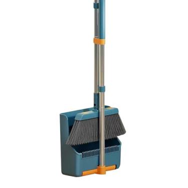 Imagem de Rrlihjgu Vassoura com Pá de Pó - Conjunto de pá de lixo com alça ajustável 180 graus girando vassoura combinada,Conjunto de ferramentas de limpeza para jardim, cozinha, saguão, garagem, banheiro, sala