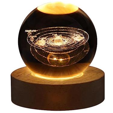 Imagem de TOPINCN Globo de Vidro Luz, 3D Gravado Ball Crystal Ball Light, Decoração de Cristal Brilhante Romântica, Lâmpada de Design de Galáxias LED Com Base de Madeira para Adultos Decoração de (#2)