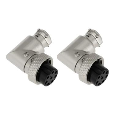 Imagem de SING F LTD 2 peças GX16 8 pinos conector fêmea de aviação de ângulo reto compatível com rádio amador CB