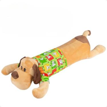 Imagem de Travesseiro Corpo Anatomico Animais Pelúcia Dormir Confortável (Cachorro Verde)