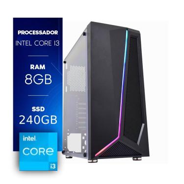 Imagem de Computador Gamer CertoX Brave 1026 PW Core I3 8100 8GB DDR4 240GB SSD Acrílico Linux
