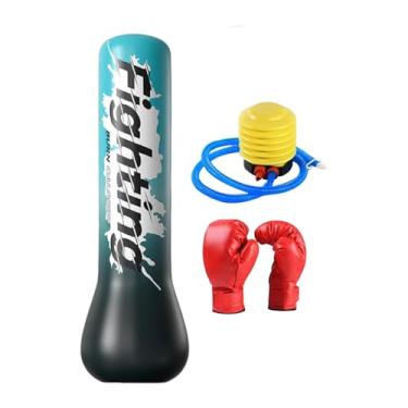 Imagem de Zxpjkyu Saco de Pancadas Inflável Infantil, Equipamento de Treinamento de 59 Polegadas para Artes Marciais, com Luvas