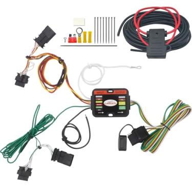 Imagem de CARROFIX Chicote de fiação de reboque de 4 vias personalizado, compatível com Tesla Model 3 2017-2023, modelo Y 2020-2024, farol traseiro de LED de plugue simples com conector T Chicote de reboque com