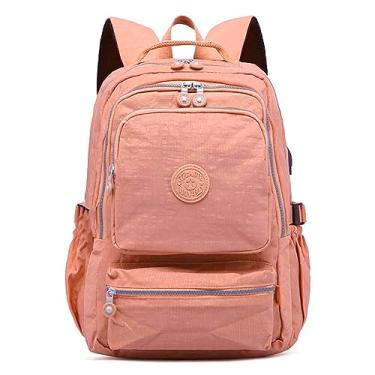 Imagem de Mochila Leve Fashion Feminina Escola Viagem Trabalho Espaçosa Unissex Resistente Versátil Mochilas Para Notebook Durável Confortável Moderna Funcional Estilo Menina Passeio Dia a Dia (Rosa)