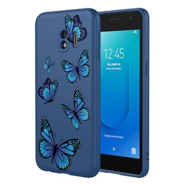 Imagem de HTXWXJC Capa de telefone para Galaxy J2 Core, capa para Samsung J2 Pure SM-J260 à prova de choque flexível bumper TPU capa macia padrão borboleta capa de telefone para Samsung Galaxy J2 Core Blue
