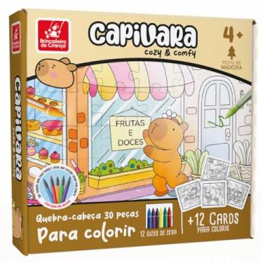 Imagem de Brincadeira de Criança Quebra-Cabeça Infantil Capivara Cozy & Comfy 30 Peças Para Colorir