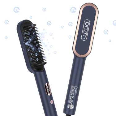 Imagem de Prizm Escova alisadora de cabelo, aquecimento rápido dos anos 20, escova de alisamento de íons negativos com menos frizz, 4 configurações de temperatura e tela de LED, design antiqueimadura, presente