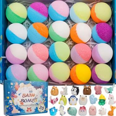 Imagem de Pacote com 20 bombas de banho para crianças com surpresa dentro de brinquedos de banho de espuma orgânicas naturais conjunto de meias de banho presentes de aniversário e Natal para crianças 3, 4, 5, 6
