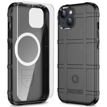 Imagem de LABILUS Rugged Shield Capa protetora tática magnética à prova de quedas de 2,4 m TPU grossa para MagSafe compatível com iPhone 13 (6,1 polegadas) - preto escuro