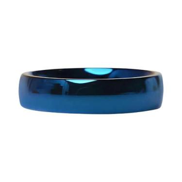 Imagem de Anéis De Aliança De Casamento De Aço Inoxidável Azul Para Mulheres 4mm