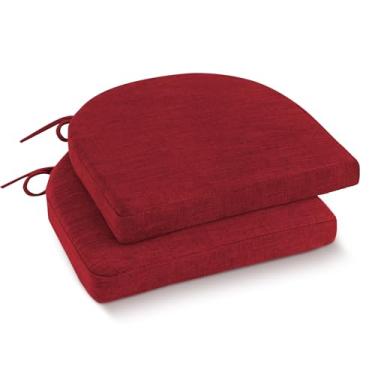 Imagem de IPYNBAP Almofadas de cadeira para cadeiras de jantar com laços e capa removível, almofadas de cadeira de cozinha de jantar com fundo antiderrapante, almofadas de assento internas de alta resiliência