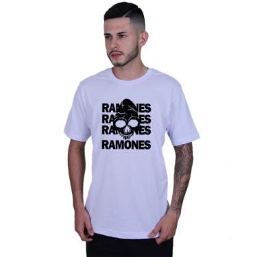 Imagem de Camiseta Unissex Ramones Caveira World Rock - Lafre, Branco, GG