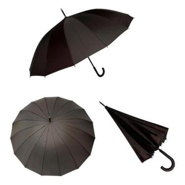 Imagem de Guarda Chuva Preto Portaria 16 Varetas Cabo Curvo Eva Preto - Elite