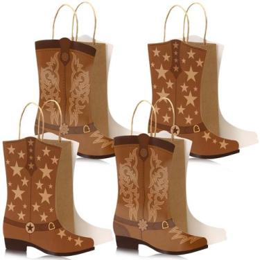 Imagem de Sacos de papel Mooliwe Cowboy Cowgirl Boots Western Theme 16 unidades