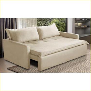Imagem de Sofá Sem Caixa Retrátil e Reclinável 2,00m com Molas Karla Suede Bege 