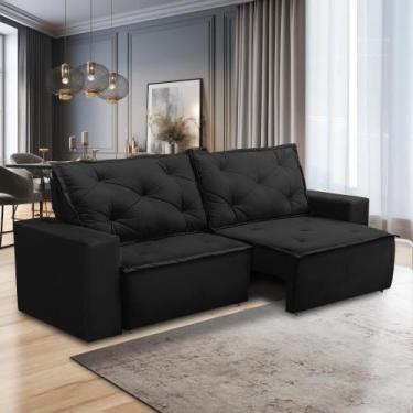 Imagem de Sofá Retrátil e Reclinável 2 lugares com Molas 1,50m Aline Suede Preto