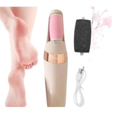 Imagem de Lixador de Pé Elétrico - Esfoliador Tira Calos Pedicure Portátil Marisa Lixa Elimina Calo Portátil Usb Pilha (Bege)