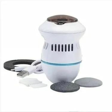 Imagem de Esfoliador Elétrico para Pés, Recarregável USB, 2 Velocidades, Portátil, com 2 Placas de Tratamento, Branco