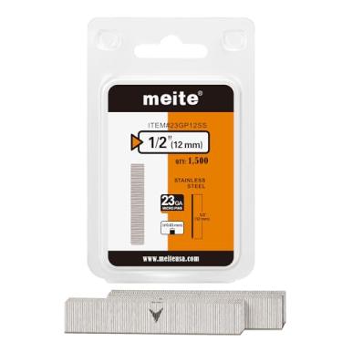 Imagem de meite Pregos de pino de calibre 23, pregos de pino de aço inoxidável 304 de 1/2 polegada - Micro 23GA Pregos sem cabeça para pistola de pregos para aparar, artesanato e marcenaria (1.500 unidades)