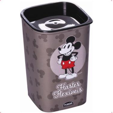 Imagem de Porta Cotonetes Em Plástico Cinza/Preto Mickey Mouse 420ml - Plasútil