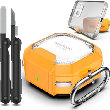 Imagem de RFUNGUANGO Versão atualizada, fibra de carbono de alta transparência, capa protetora de suporte, design de trava】 Capa adequada para Samsung Galaxy Buds 2 Pro/Buds Pro/Buds Live/Buds 2/Galaxy Buds FE