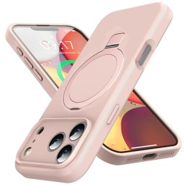 Imagem de KMAMBAG Capa Mag-Ring projetada para iPhone 17 Pro Max, silicone líquido [fator hidratante] capa de telefone fina extremamente macia com suporte [compatível com MagSafe] para 17 Pro Max 17.5 cm homens