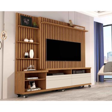 Imagem de Estante Home Para Tv até 60 Polegadas Nobre 180cm Freijó com OffWhite - Rede Móveis