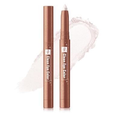 Imagem de Erinde Bastão de sombra creme, bastão metálico para clareador de olhos, palitos de sombra cremosos brilhantes com apontador embutido, lápis delineador de olhos com glitter à prova d'água de longa