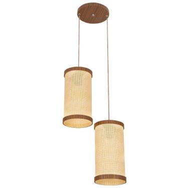 Imagem de Pendente Muller Straw Nogueira Palha 2 Lâmpadas 2552NG