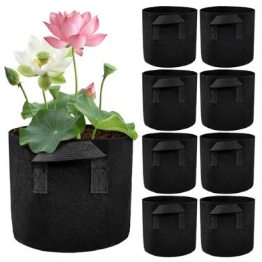 Imagem de 8 unidades de sacos de berçário de plantas, tecido de feltro, biodegradável, sacos de cultivo de plantas 20 x 20 cm para vegetais, flores, mudas de frutas, árvores, suprimentos de jardim doméstico