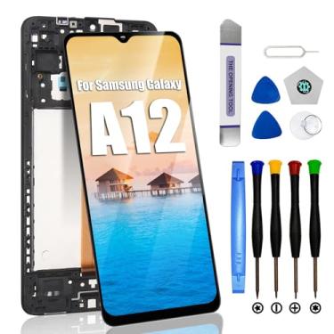 Imagem de Tela de substituição para Samsung Galaxy A12 com moldura, tela LCD de 6,5 polegadas compatível com substituição de tela Samsung a12 (modelo A12 A125U S127DL A125A A125W) com ferramentas de reparo