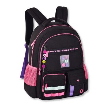 Imagem de Mochila Costas Luluca Bolsa Escolar Feminina Premium Preta