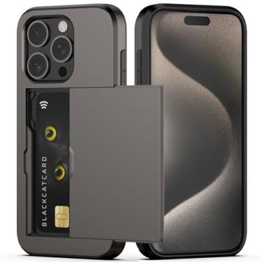 Imagem de Nvollnoe Capa compatível com iPhone 15 Pro com suporte para cartão, capa protetora de camada dupla à prova de choque com compartimento para cartão oculto, carteira fina para mulheres e homens 6,1